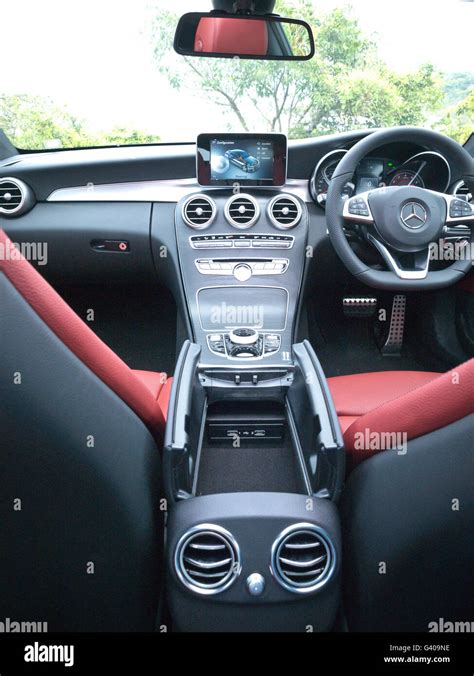 Hong Kong, China Jan 4, 2016 : Mercedes-Benz C-Class Coupe 2016 Interior on Jan 4 2016 in Hong ...