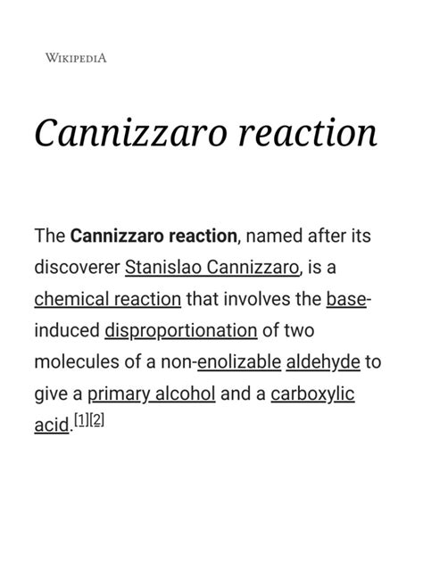 Cannizzaro Reaction | PDF | Aldehyde | Physical Chemistry