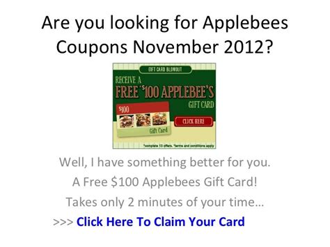 Applebees Coupons November 2012