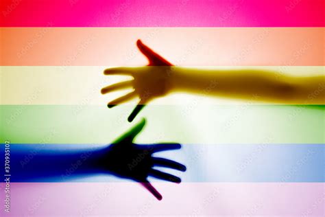 LGBT support, hands and rainbow colors spectrum flag - pride flag LGBT ...