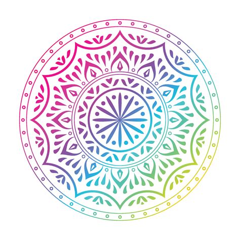 Round Gradient Color Mandala On White Isolated Background Abstract