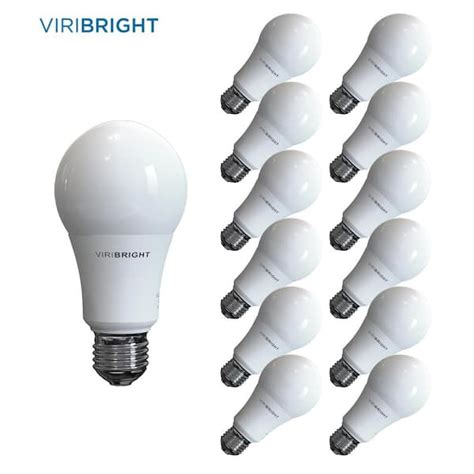 Viribright 100 Watt Equivalent Daylight 6500k A19 E26 Base Led Light Bulbs 12 Pack 751659 12