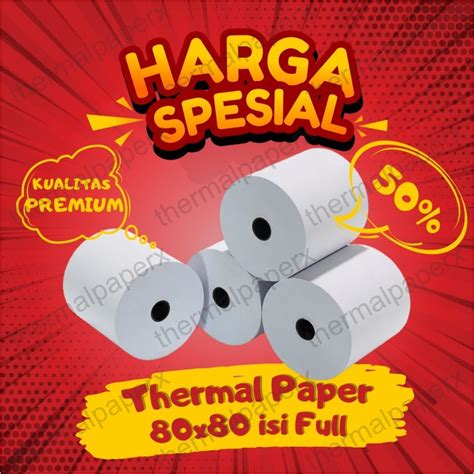 Jual KERTAS THERMAL STRUK KASIR PAPER ROLL TERMAL 80MM 80X80 THERMAL