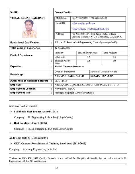 Resume Civil Structural Vishal Anuj Page Flip Pdf Online