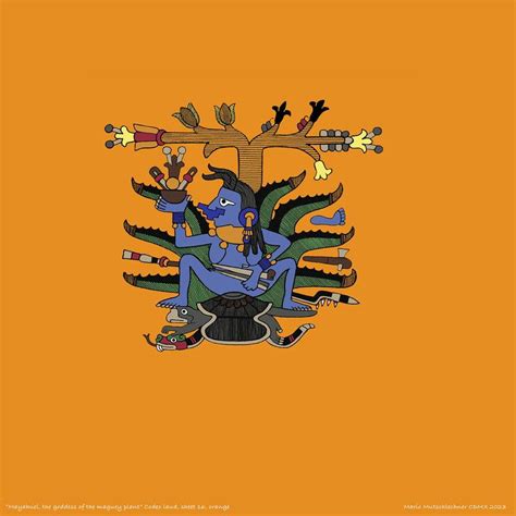 Mayahuel Aztec Goddess Of The Maguey Codex Laud 16 Orange Mixed