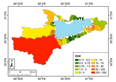 standard error    sem   subcatchment based