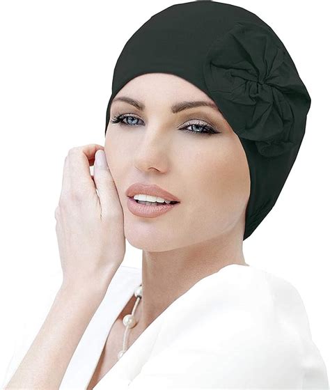 Masumi Headwear Poppy Cotton Chemo Hat For Women With Cancer Chemo Alopecia Hair Loss Black