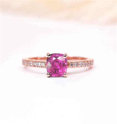 Cushion Cut Pink Sapphire And Diamond Ring In Rose Gold Diorah Jewellers