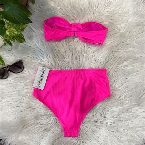 Tinibikini Swim Newrib Knit Bunny Tie Strapless Bikini Set Poshmark