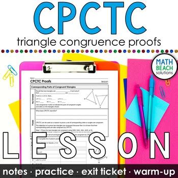 CPCTC Proofs Lesson by Math Beach Solutions | TPT