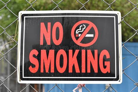 No Smoking Sign On A Construction Fence Stock Image Image Of