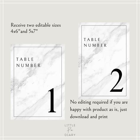 Editable Table Numbers Canva Template Wedding Table Numbers Etsy