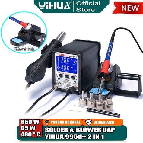 Jual Solder Uap YIHUA 995D Solder Station Digital 2 IN1 SMD Hot Air