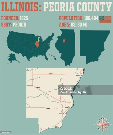 map  peoria county  illinois stock illustration  image