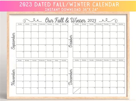 2023 Dated 4 Month Wall Calendar-fall Winter Family - Etsy