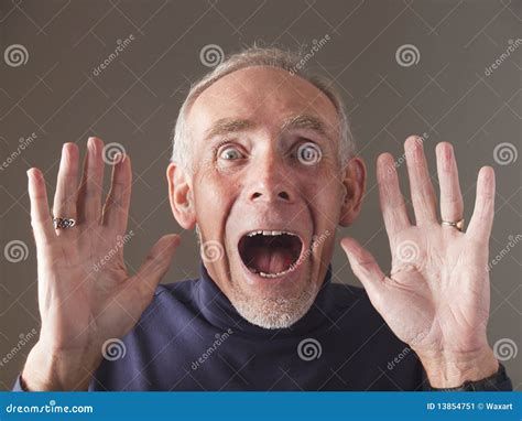 Closeup Of Terrified Old Man Screaming Stock Image Image Of Emotion