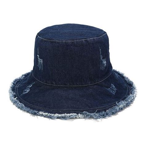 Pikadingnis New Unisex Solid Denim Retro Bucket Hat Fisherman Hat