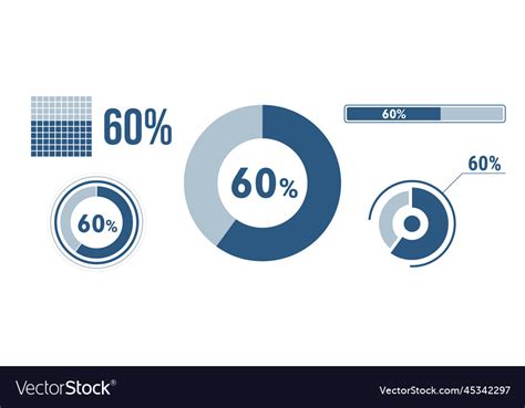 60 Percentage Infographic Set Sixty Circle Vector Image