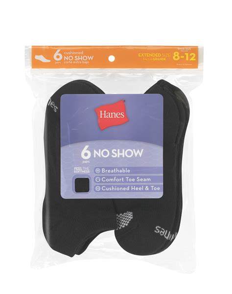 Hanes Womens No Show Socks 6 Pack Breathable Wicking Cool Comfort Cushioned Sizes 8 12