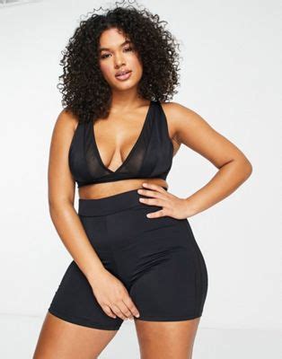 ASOS DESIGN Curve Bikini Top With Mesh Detail In Black ASOS
