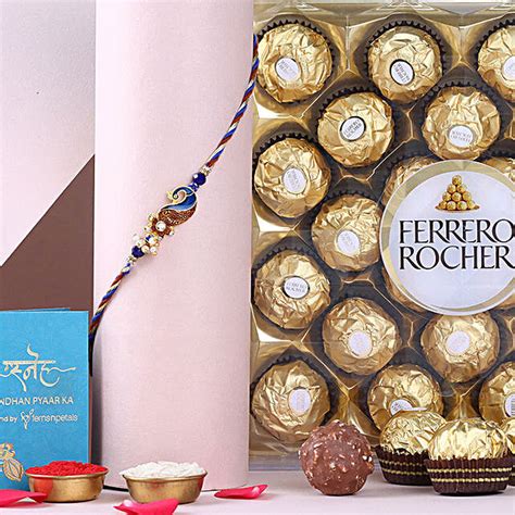 Buy Send Sneh Royal Peacock Rakhi Ferrero Rocher Online Fnp