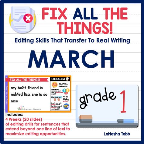 St Grade Editing Practice March Lanesha Tabb Writing Educator