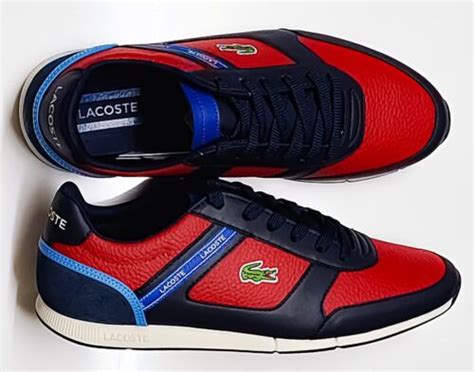 New Lacoste Men S Shoes Menerva Sport Navy Red Leather Casual