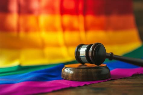 Premium Photo Gavel Resting On Lgbt Flag During Courtroom Session