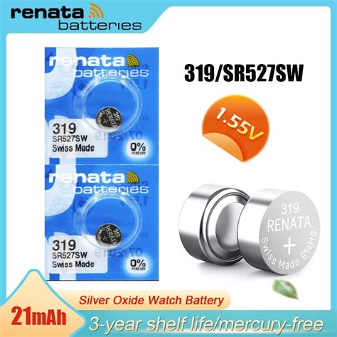 1 10PCS Original Renata 319 SR527SW LONG LASTING 1 55V Silver Oxide