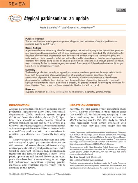 (PDF) Atypical parkinsonism: An Update.