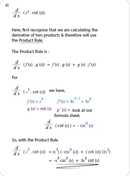 Worked Examples Showing Derivatives with Trigonometric Functions