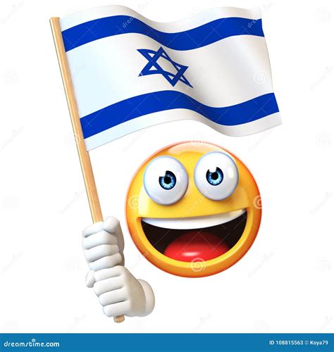 Emoji Holding Israel Flag Emoticon Waving National Flag Of Israel 3d