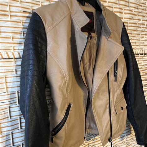 yoki faux sport bomber leather jacket size xs adult... - Depop