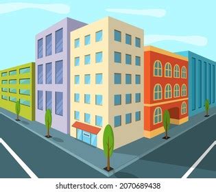 City Street Building Houses Architecture Empty Stock Vector Royalty