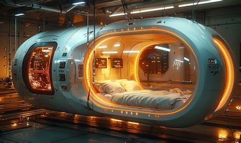 Premium Photo | Futuristic SciFi Pod Bed Suspended