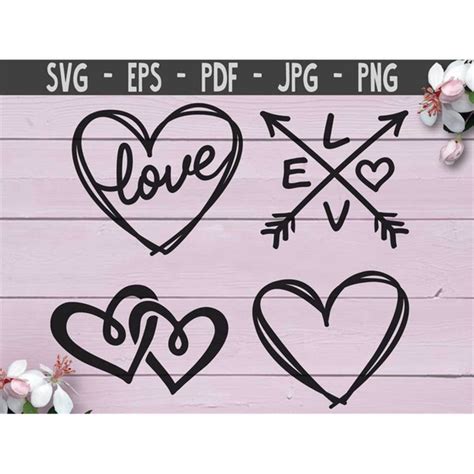 Doodle Love Heart Svg Bundle Hand Drawn Heart Svg Png Vale Inspire