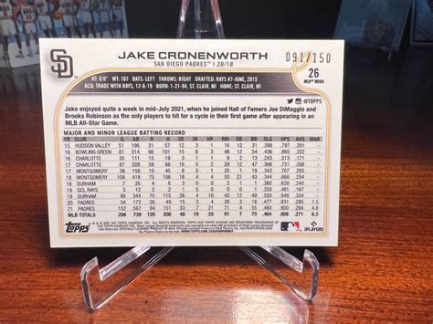 Topps Chrome Logofractor Jake Cronenworth Blue Refractor Ebay