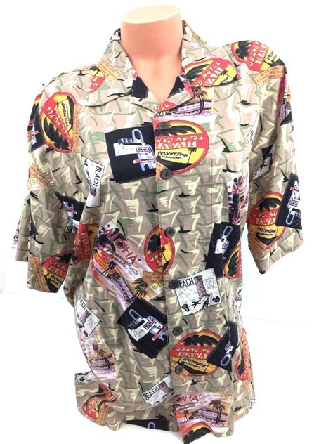 Cactus Black Label Mens Hawaiian Shirt Aloha Print Beach Luau Camp