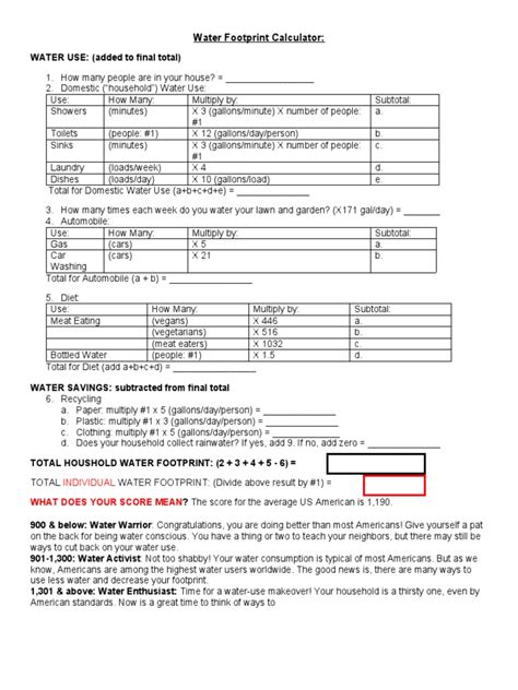 Water Footprint Calculator | PDF