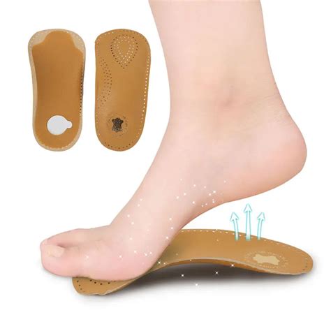 1pair 34 Leather Ultra Light Thin Semi Rigid Orthotic With Metatarsal Pad Arch Support And