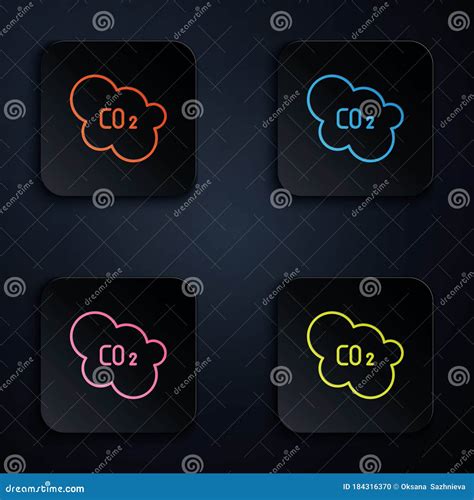 Line Co Emissions In Cloud Icon Isolated On White And Black Background