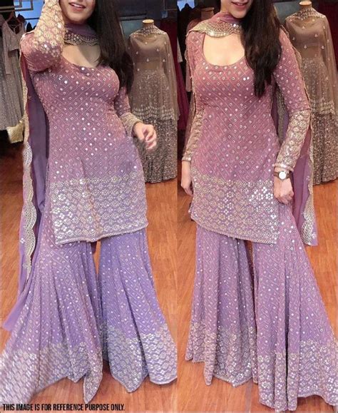 Gorgeous Purple Heavy Embroidered Sharara Set Dress Me Royal