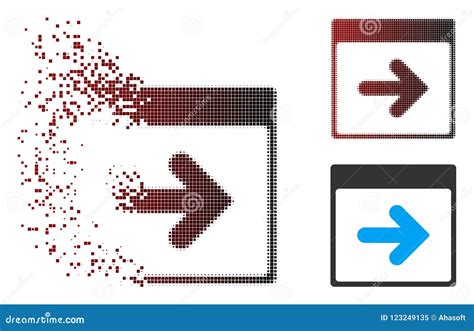 Dissolving Pixel Halftone Next Calendar Day Icon Stock Vector