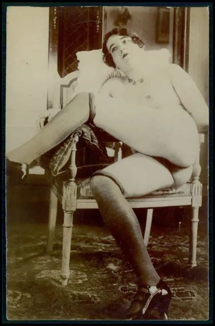 French Full Nude Woman Chair Grundworth Citrate Photo Original S