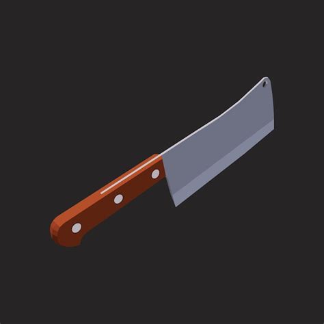 Premium Vector Large Sharp Cleaver Knife Isolated On White Background