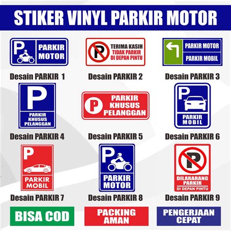 Jual Stiker Sticker Parkir Motor Tahan Air Waterproof Dilarang Parkir