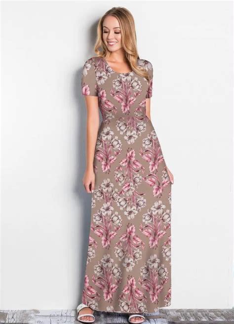 Vestido Longo Floral Nude Rosalie