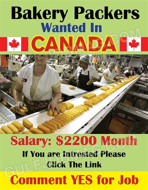 Bakery Pastry Factory Workers Required For Canada