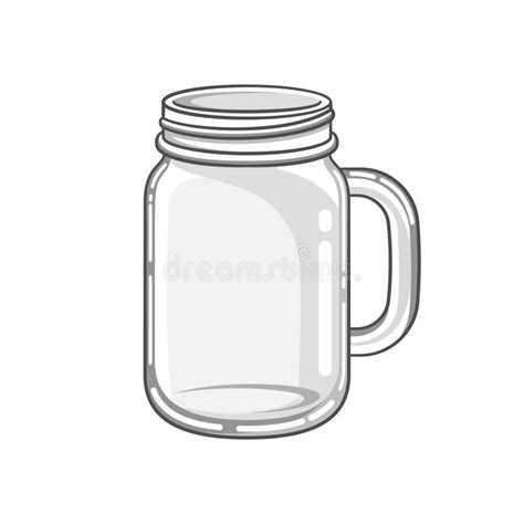 Glass Mason Jar Outline Line Art Clip Art Template Stock Vector