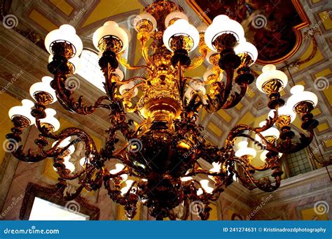 Reggia Di Caserta Italy Circa April Chandelier In The